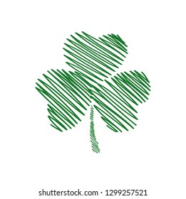 Template hand-drawn green clover. St.Patrick 's Day. Vector illustration. Greeting card with empty space for text or advertising. On a white background