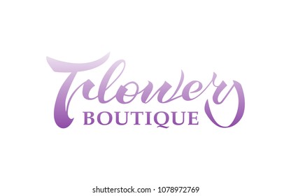 Template with handwriting lettering. Design for logo, cards, banners of flowers shop and boutique. EPS 10