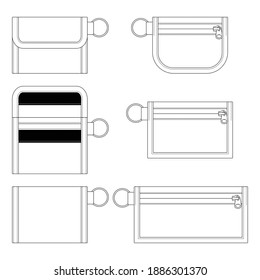 Template hanging wallet vector illustration flat design outline clothing