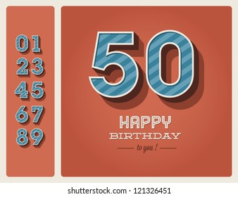 Template happy birthday card with number editable