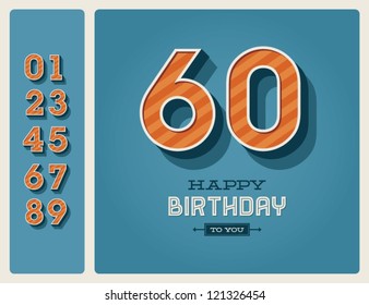 Template happy birthday card with number editable