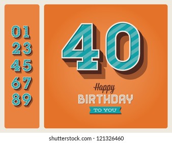 Template happy birthday card with number editable