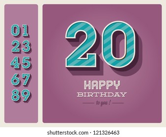 Template happy birthday card with number editable