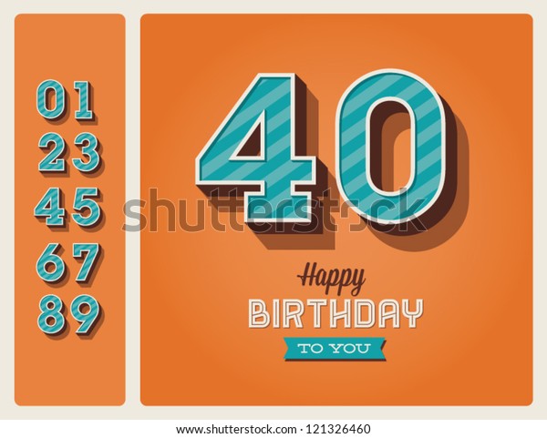 Template Happy Birthday Card Number Editable Stock Vector Royalty Free