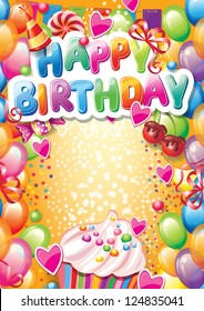 Template For Happy Birthday Card With Place For Text