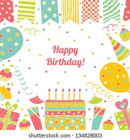 Template for Happy birthday card with place for text.