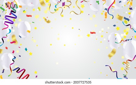 Template for Happy birthday card with place for text. sparkling white balloons  EPS 10 vector file included