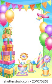 Template for Happy Birthday card with place for your text. Vector illustration. 