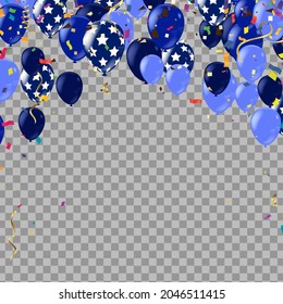 Template for Happy birthday card with place for text. light blue balloons  EPS 10 vector file included