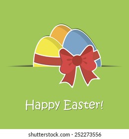 Template for happy Easter card with eggs