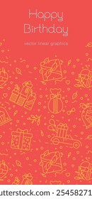 Template Happy Holidays Banner Design mit Geschenkdekoration, präsentiert nahtloses Muster - Weihnachtsstimmung, Neujahrshintergrund - Vektorgrafik - Umhüllung, Band, florale Elemente - Geburtstagskonzept