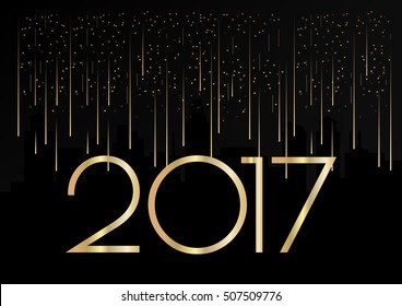Template of Happy New Year 2017 postcard, card, poster, banner congratulations. Vector image.