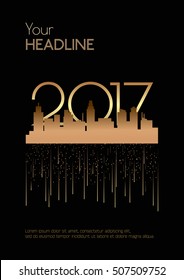 Template of Happy New Year postcard, card,poster, banner congratulations. Vector image.