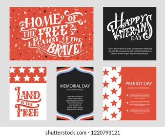 Template for Happy Veterans day. Hand lettering design for card or poster. Vintage vector illustration.