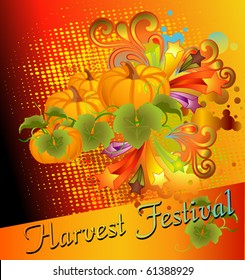 template with harvest motifs for Harvest Festival or other event