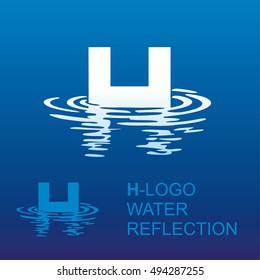 Template H-brand-name companies. Corporate style for the letter H: logo, background. Creative logo letter in the reflection in the water