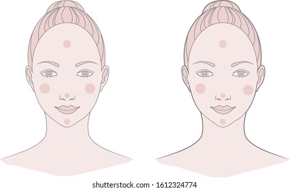 Template head of a girl in front view. Vector illustration