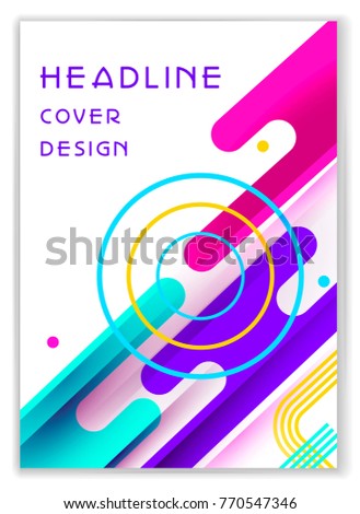 ?heerful template with headline of cover, report, placard. Colourful pastel multicolor set . Rainbow, futuristic abstract design with trendy geometric shapes.