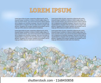Template with a heap of garbage. The concept of ecology and the World Cleanup Day.