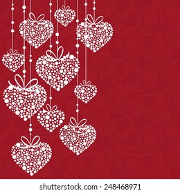 Template heart frame  design for greeting card. 