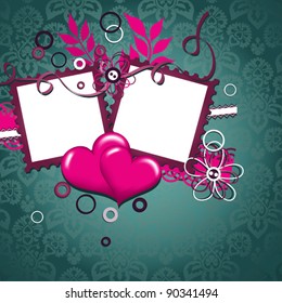 Template heart greeting card, vector illustration