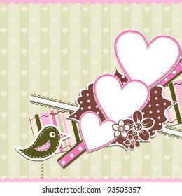 Tarjeta de felicitación cardíaca de plantilla, ilustración vectorial