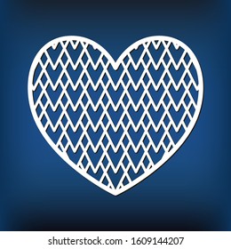 Template of heart for laser cutting. Wedding pattern for design. Silhouette cut file. Stencil for valentine card. Vector stock illustration.
