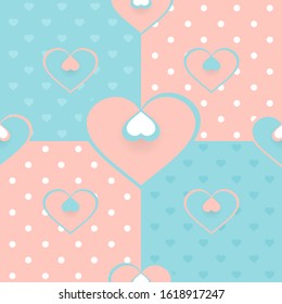 Template with hearts for design Valentines Day in pastel colors. vector 