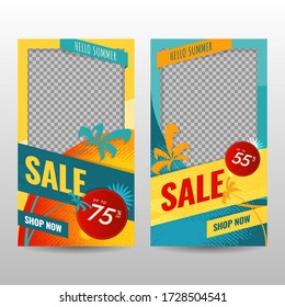Template of Hello Summer Sale for Social Media and Banner with Fun Color and Style Design