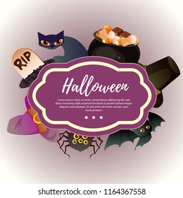 template helloween with bat hat spider