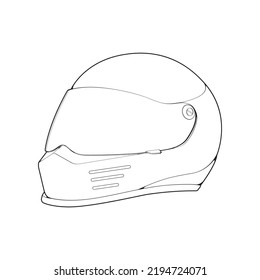 Template helmet full  face, line Art helmet Vector Illustration, Line art vector, helmet Vector
