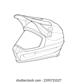 Casco de plantilla cara completa, línea Casco de arte Vector Ilustración, vector de arte de línea, vector de casco
