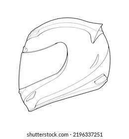 Template helmet full  face, line Art helmet Vector Illustration, Line art vector, helmet Vector
