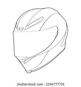 Template helmet full  face, line Art helmet Vector Illustration, Line art vector, helmet Vector

