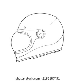 Template helmet full  face, line Art helmet Vector Illustration, Line art vector, helmet Vector
