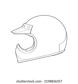 Casco de plantilla cara completa, línea Casco de arte Vector Ilustración, vector de arte de línea, vector de casco
