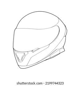 Casco de plantilla cara completa, línea Casco de arte Vector Ilustración, vector de arte de línea, vector de casco
