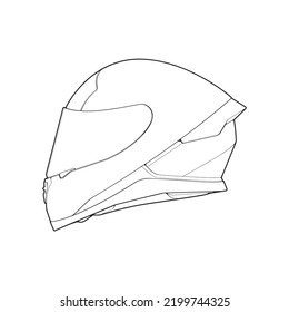 Template helmet full  face, line Art helmet Vector Illustration, Line art vector, helmet Vector
