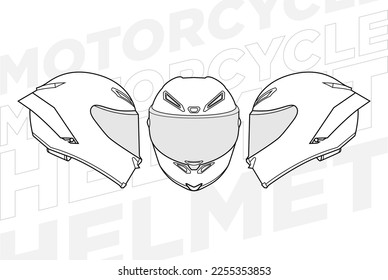 Ilustración vectorial de casco de casco de casco de línea frontal completa
