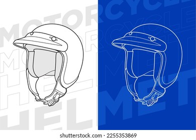 Template helmet full face line art helmet vector illustration 
