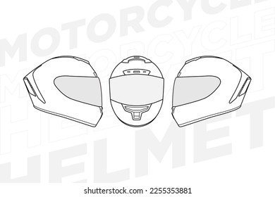 Template helmet full face line art helmet vector illustration
