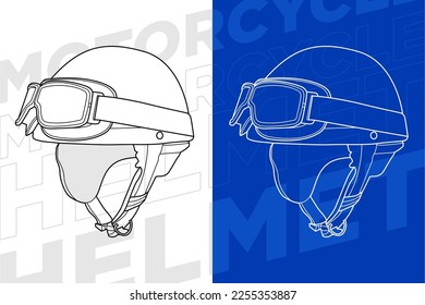 Template helmet full face line art helmet vector illustration 
