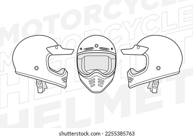casco de plantilla casco de línea de la cara completa casco de la línea de la ilustración vectorial de la línea de arte vectorial del casco vectorial	