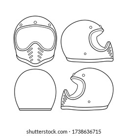 Template Helmet Full Face Outline Flat Design