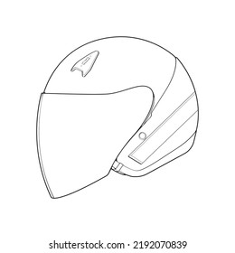 Template helmet half face, line Art helmet Vector Illustration, Line art vector, helmet Vector
