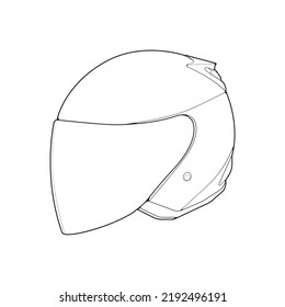 Template helmet half face, line Art helmet Vector Illustration, Line art vector, helmet Vector
