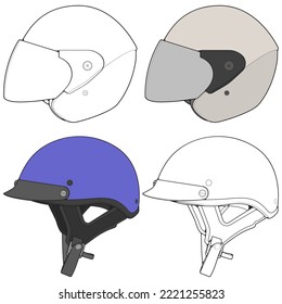 Template helmet illustration, line Art helmet Vector Illustration, Line art vector, helmet Vector.
