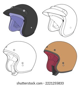 Template helmet illustration, line Art helmet Vector Illustration, Line art vector, helmet Vector.
