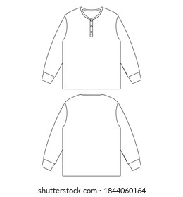 Template henely neck long t-shirt vector illustration flat design outline clothing collection