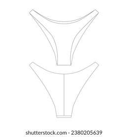 plantilla de alto corte bikini ilustración del vector inferior diseño plano de la colección de ropa